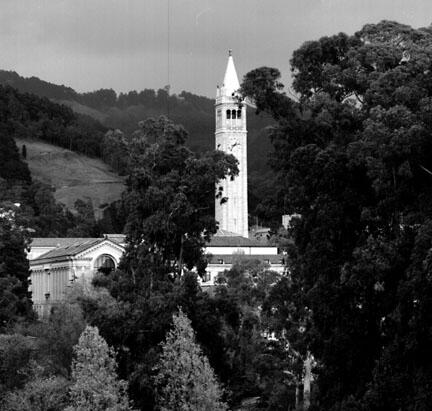 Sather Tower from roof of University Hall, 1965
