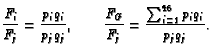 $\displaystyle \frac{F_i }{ F_j} =\frac {p_i q_i }{p_j q _ j}, \qquad \frac{F_G }{ F_j} = \frac {\sum _ {i=1} ^ {46}p_i q_i} {p_j q_j }.$