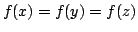 $ f(x) = f(y) = f(z)$