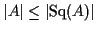 $ \vert A\vert \leq \vert{\rm Sq}(A)\vert$
