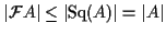 $ \vert{\mathcal F}A\vert \leq
\vert{\rm Sq}(A)\vert = \vert A\vert$