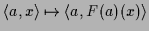 $ \langle a, x \rangle \mapsto \langle a, F(a)(x) \rangle$