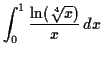 $\displaystyle \int_0^1 \dfrac{\ln (\sqrt[4]{x})}{x} \,d x$