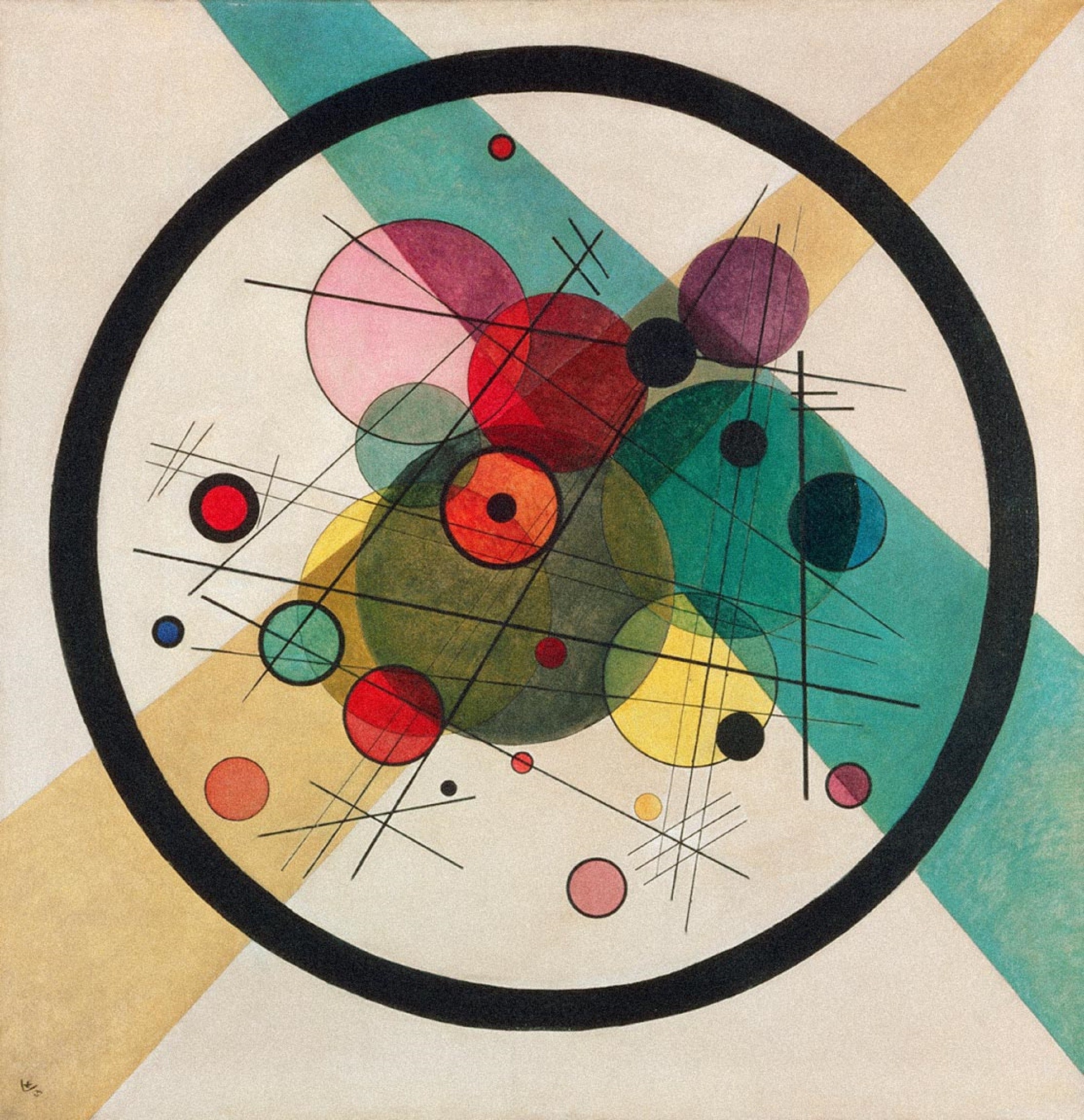 Dynamics of the operad of little disks as envisioned by Wassily Kandinsky ('Circles in a Circle').